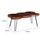 39 Inch Coffee Table, Acacia Wood Top, Angled Metal Support Legs, Brown  By Casagear Home