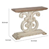 43 Inch Sofa Console Table, Wide Top, Firwood Frame, White and Brown Finish By Casagear Home