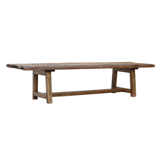 87 Inch Wood Coffee Table, Rectangular Top, Trestle Legs, Brown By Casagear Home