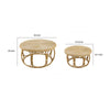 32, 40 Inch Coffee Table Set of 2, Round Tops, Handwoven Rattan, Brown By Casagear Home