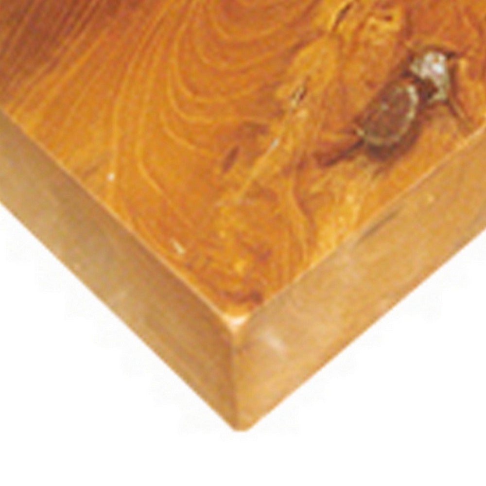 11 Inch Tabletop Platform Resin Details Square Natural Brown Teak Wood By Casagear Home BM311666