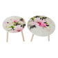 Byle 16, 20 Inch Side Table Set of 2, Floral Design, Pink and White By Casagear Home