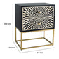 24 Inch Sideboard Cabinet, 2 Drawers, Sunray Bone Inlay, Iron, Brass, Black By Casagear Home