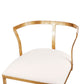 20 Inch Curved Accent Chair, Padded Seat, Open Metal Frame, Gold, White By Casagear Home