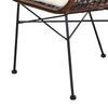25 Inch Palapa Side Chair, Cushion, Rattan Cane, Iron Legs, White, Black By Casagear Home
