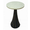 18 Inch Side Drink Table, Tall Tassel Frame, Round Top, Metal, Black, White By Casagear Home