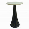 18 Inch Side Drink Table, Tall Tassel Frame, Round Top, Metal, Black, White By Casagear Home