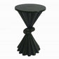 Aliy 19 Inch Side Drink Table, Artisan Knot Design, Round Top, Black Metal By Casagear Home