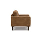 Tely 36 Inch Accent Chair Transitional Soft Caramel Brown Faux Leather By Casagear Home BM311683