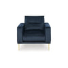 Maca 35 Inch Accent Chair Navy Blue Polyester and Brass Metal Legs By Casagear Home BM311719