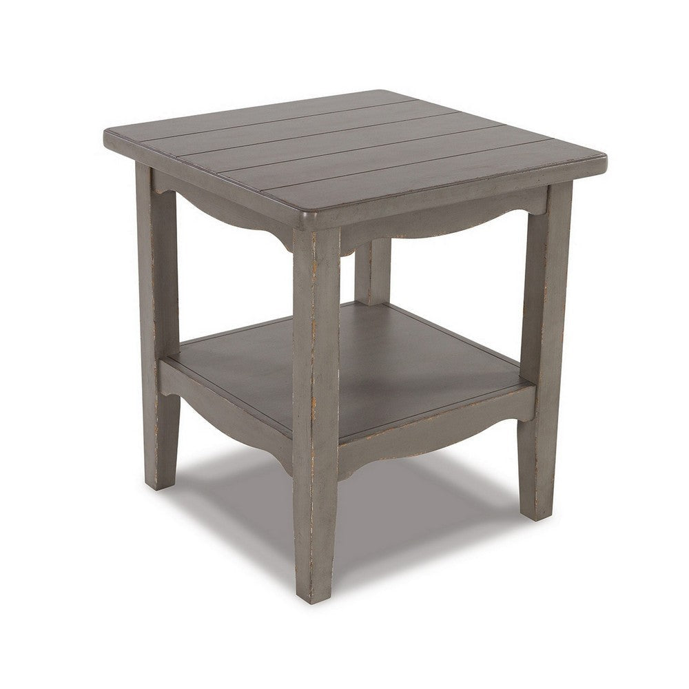 Ashley Arin 26" Side End Table, Open Shelf, Vintage Style Gray Wood