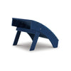 Suen 20 Inch Ottoman Footrest, Outdoor Blue Sloped Slatted Style, Steel By Casagear Home