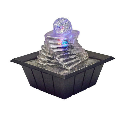 Sumi 8 Inch Spiral Ice Tabletop Water Fountain, Glass Ball Multicolor Black By Casagear Home