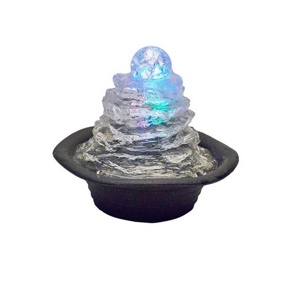 Sumi 9 Inch Ice Tabletop Water Fountain, Rock Climb Glass Ball, Multicolor By Casagear Home