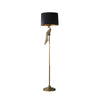 65 Inch Floor Lamp, Peacock, Linen Drum Shade, Pedestal Branch, Gold Finish By Casagear Home