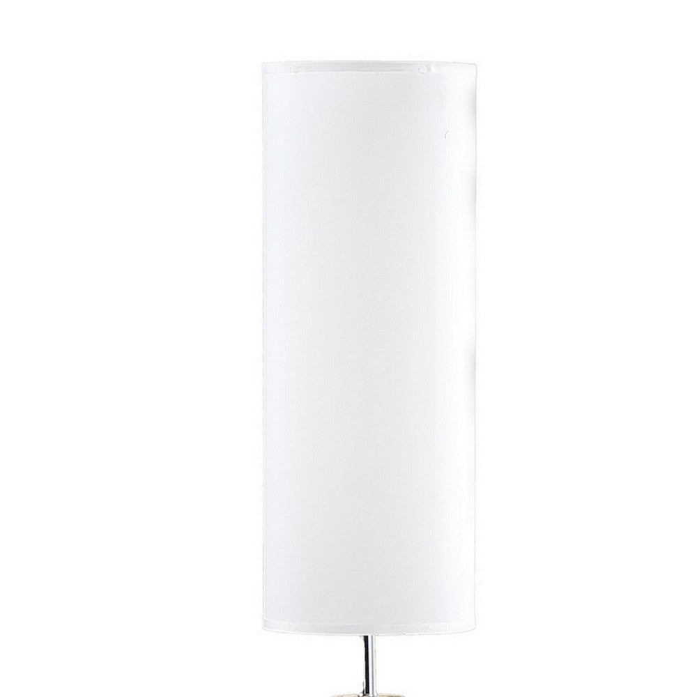 58 Inch Floor Lamp, Tall Glam Drum White Shade, Metal Tripod Body, Brown By Casagear Home