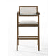 26 Inch Walnut Counter Stool Chair Set of 2 Soft Beige Fabric Upholstery By Casagear Home BM311763