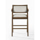 26 Inch Walnut Counter Stool Chair Set of 2 Soft Beige Fabric Upholstery By Casagear Home BM311763