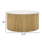 Cid Jolie 32 Inch Coffee Table, White Marble Top, Brown Mango Drum Base By Casagear Home
