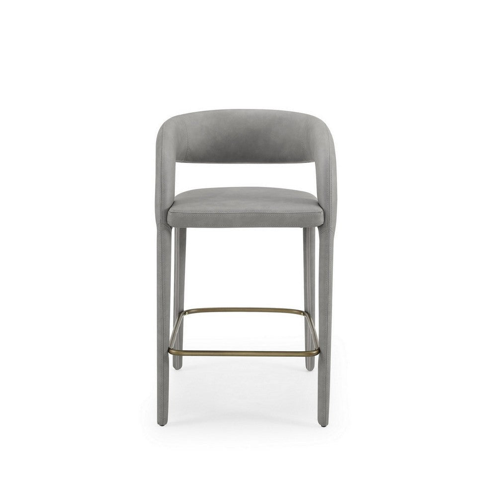 Cid Taya 26 Inch Counter Stool Chair, Tapered Legs, Gray Faux Leather By Casagear Home