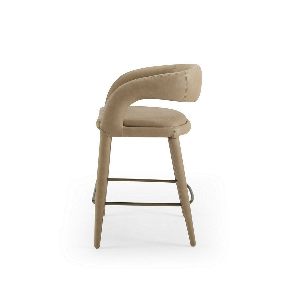 Cid Taya 26 Inch Counter Stool Chair Tapered Legs Tan Faux Leather By Casagear Home BM311780