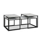 Rebecca 3pc Nesting Coffee and End Table Set, Black Metal, White Marble Top By Casagear Home