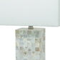 27 Inch Table Lamp Set of 2, Square White Shade, Steel Base, Marble, White By Casagear Home
