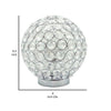 Denise 9 Inch Table Lamp, Round Metal Base, Crystal Ball Shade, Silver By Casagear Home