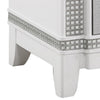 Abi 28 Inch Nightstand, 3 Drawers, White Wood and Faux Crystal Diamond By Casagear Home