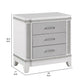 Abi 28 Inch Nightstand, 3 Drawers, White Wood and Faux Crystal Diamond By Casagear Home