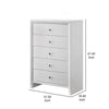 Eve 47 Inch Tall Dresser Chest, 5 Drawers with Metal Knobs, White Wood By Casagear Home