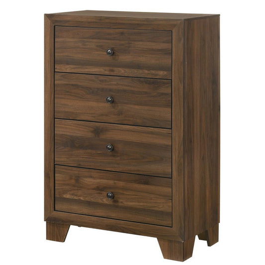 Shan 45 Inch Tall Dresser Chest, 4 Drawers, Cherry Brown Wood Finish By Casagear Home
