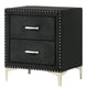 Moha 28 Inch Nightstand, Wood, 2 Drawers, Metal Handles, Black Velvet By Casagear Home