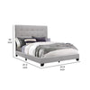 Lawrence Twin Size Bed, Wood Frame, Light Gray Button Tufted Upholstery By Casagear Home