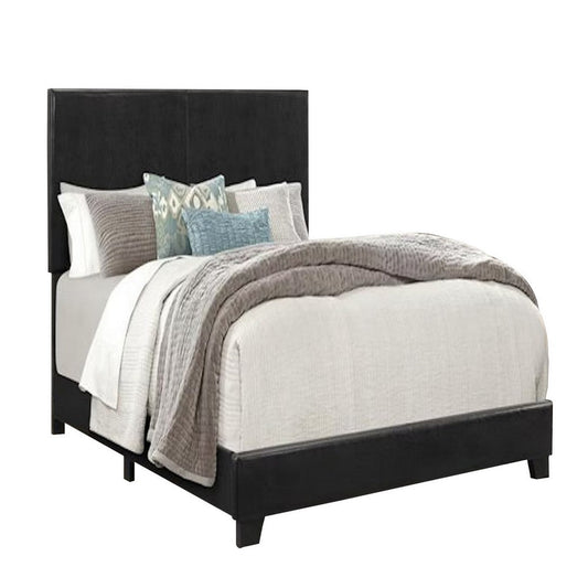 Shirin Twin Size Bed, Wood, Nailhead Trim, Upholstered Headboard, Black By Casagear Home