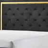 Robin Queen Size Bed, Platform Base, Gold, Button Tufted Black Upholstery By Casagear Home