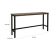 Simi 67 Inch Console Table, Wide 3 Tier Design, Black Metal, Brown Wood By Casagear Home