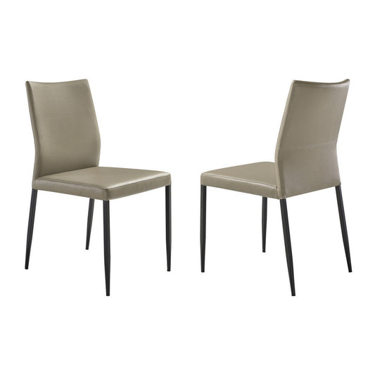 Ash 22 Inch Dining Chair Set of 2, Gray Faux Leather, Tall Curved, Black By Casagear Home