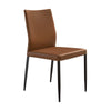 Ash 22 Inch Dining Chair Set of 2, Brown Faux Leather, Tall Curved, Black By Casagear Home