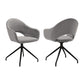 Tyra 23 Inch Swivel Dining Chair Set of 2, Curved Back, Gray, Black Finish By Casagear Home