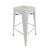 30 Inch Barstool, Tapered Legs, Sleek Footrests, Modern White Metal Finish By Casagear Home