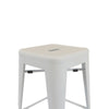 30 Inch Barstool, Tapered Legs, Sleek Footrests, Modern White Metal Finish By Casagear Home