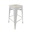 30 Inch Barstool, Tapered Legs, Sleek Footrests, Modern White Metal Finish By Casagear Home