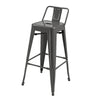 Giri 30 Inch Barstool Chair, Low Backrest, Tapered Legs, Dark Gray Metal By Casagear Home