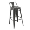 Giri 30 Inch Barstool Chair, Low Backrest, Tapered Legs, Dark Gray Metal By Casagear Home