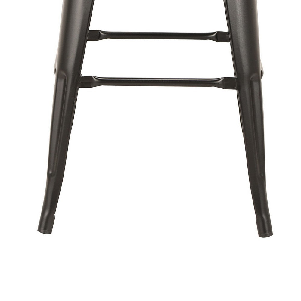 Giri 30 Inch Barstool Chair, Footrest and Tapered Legs, Black Metal Finish By Casagear Home