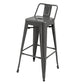 Giri 30 Inch Barstool Chair, Footrest and Tapered Legs, Light Gray Metal By Casagear Home