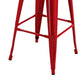 Giri 30 Inch Barstool Chair, Footrest and Tapered Legs, Red Metal Finish By Casagear Home