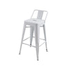 Giri 30 Inch Barstool Chair, Footrest and Tapered Legs, White Metal Finish By Casagear Home