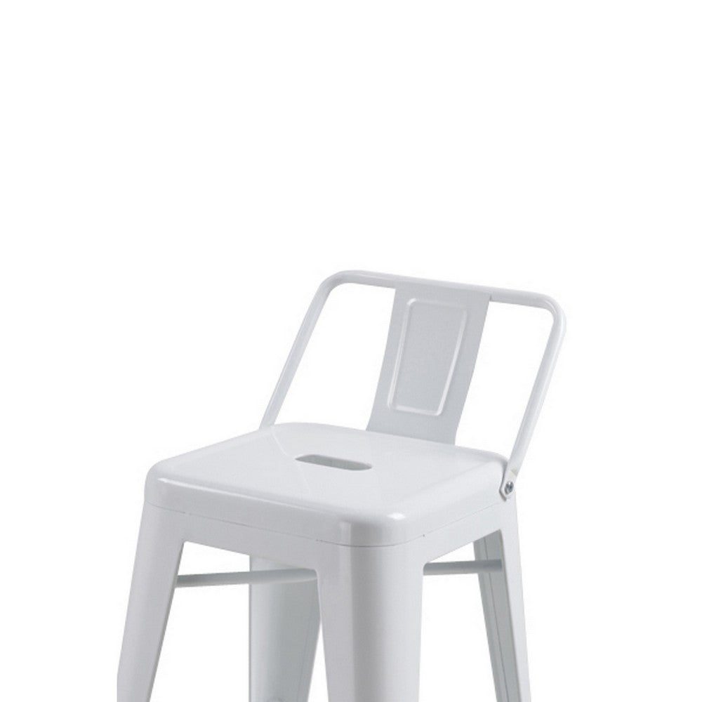 Giri 30 Inch Barstool Chair, Footrest and Tapered Legs, White Metal Finish By Casagear Home